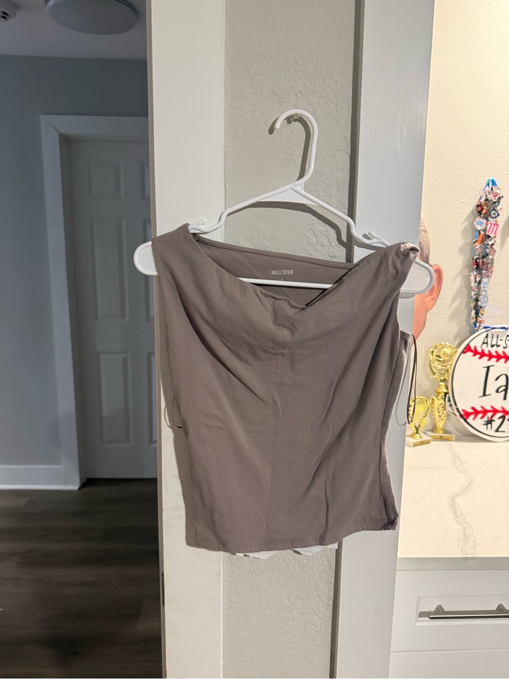 Hollister Taupe Gray Draped-Neck Camisole